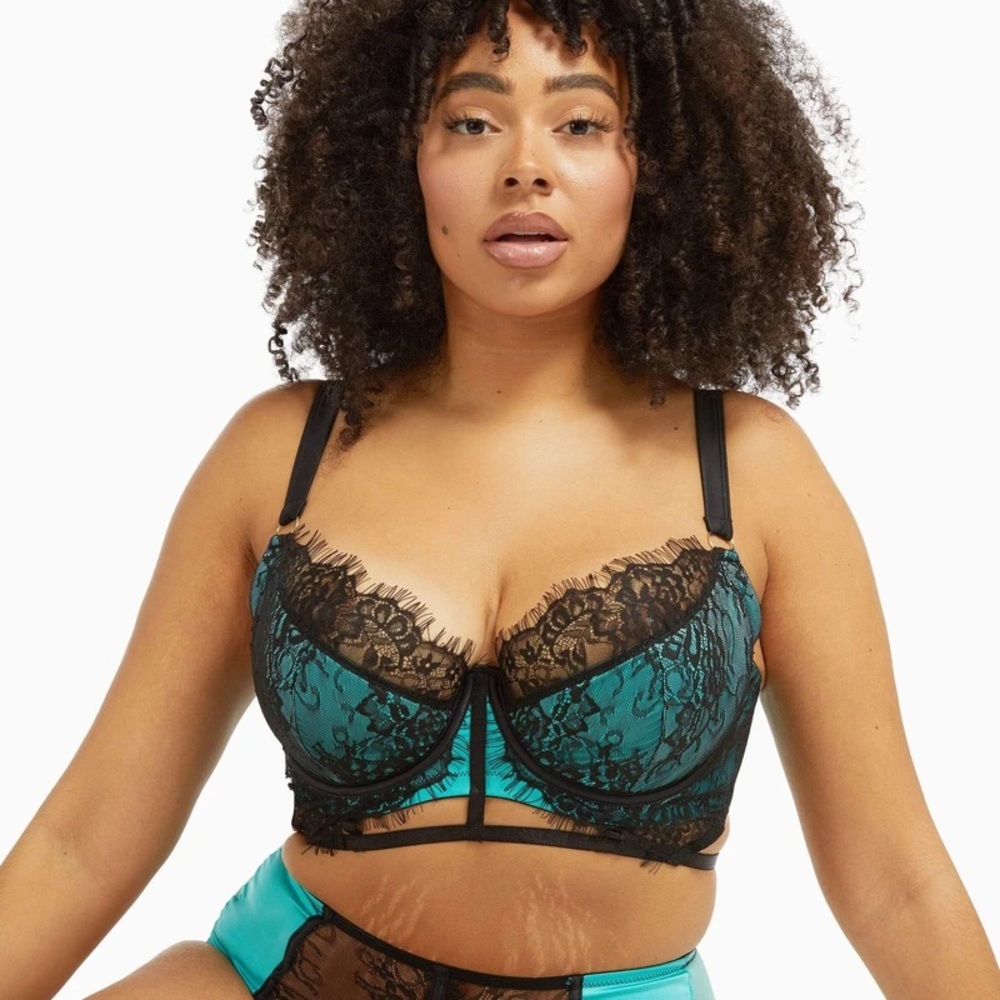 NWT Playful Promises Henrietta Teal Lace Overlay Bra